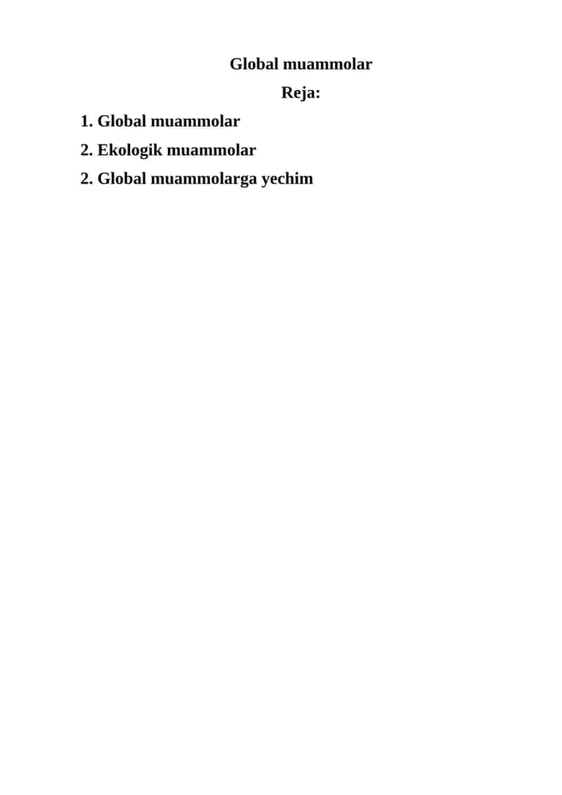 Global muammolar
