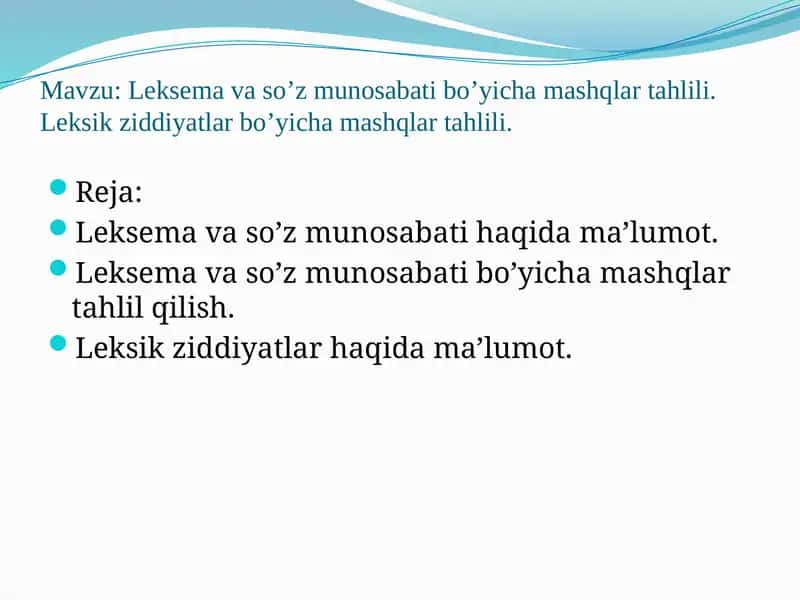 Leksema va so’z munosabati