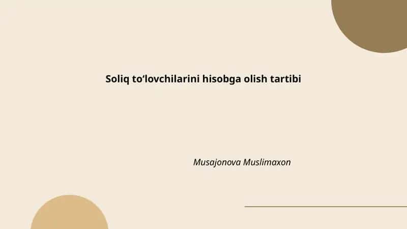 Soliq toʻlovchilarini hisobga olish tartibi