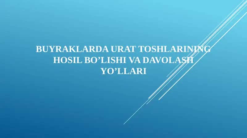 Buyraklarda Urat Toshsini Davolash