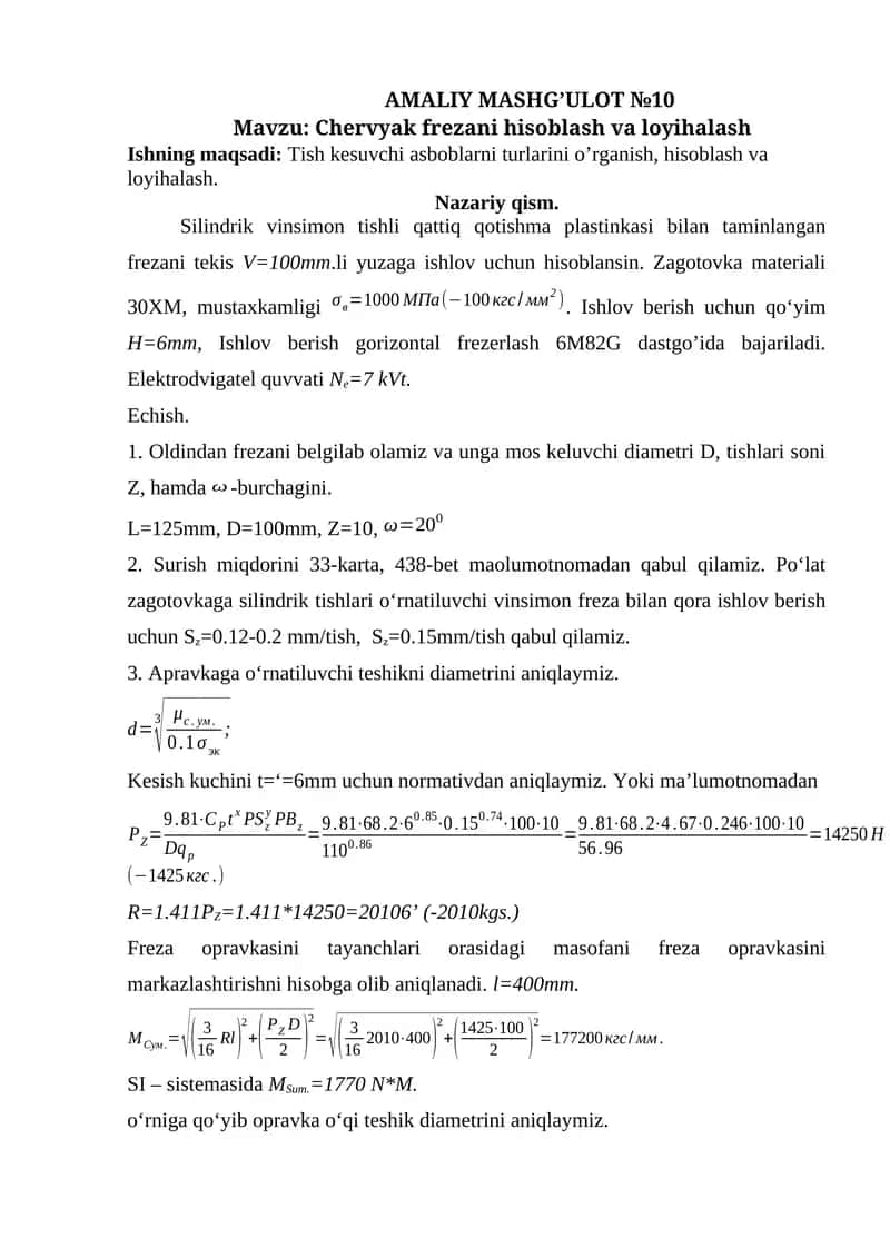 AMALIY MASHG’ULOT №10