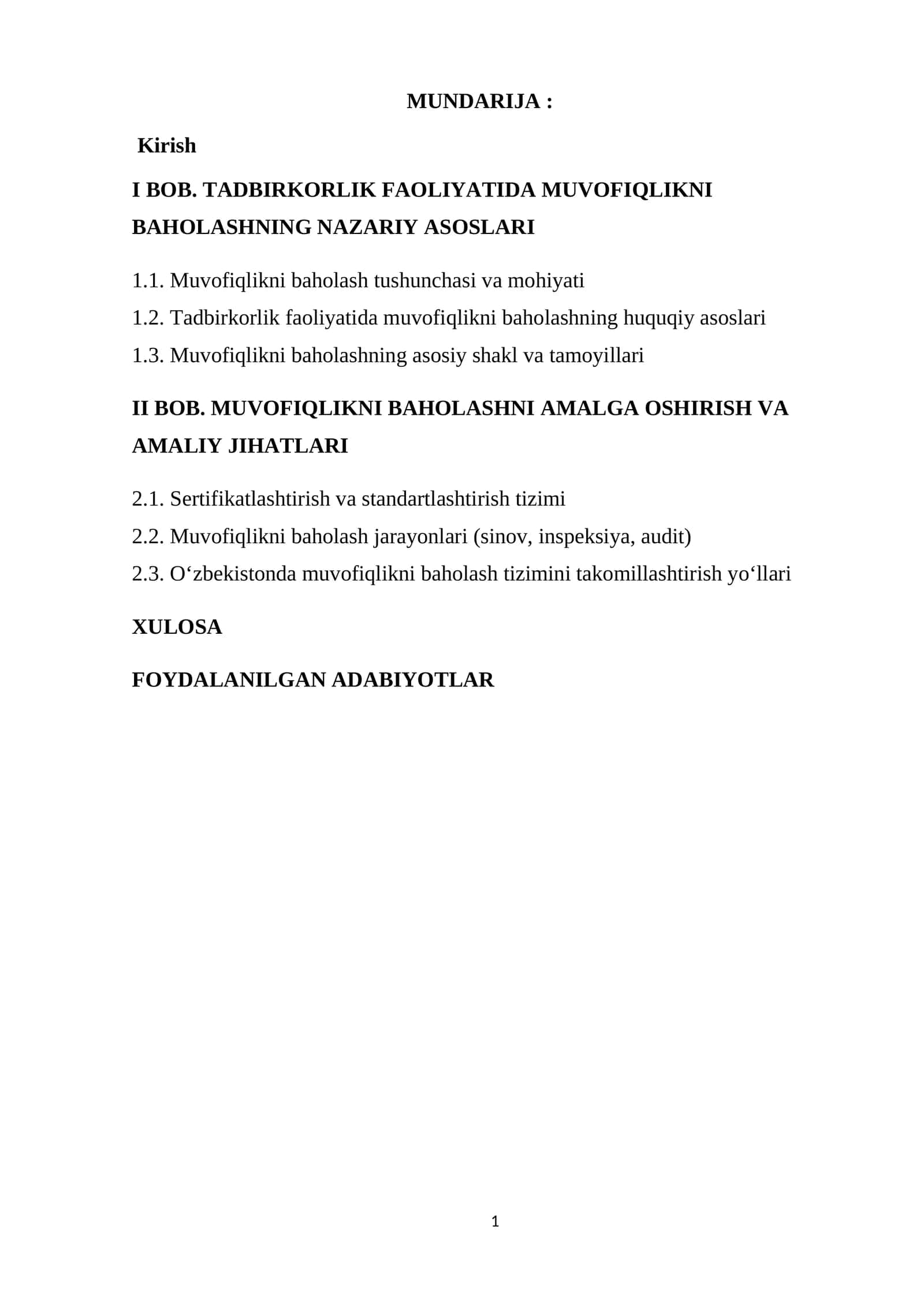 TADBIRKORLIK FAOLIYATIDA MUVOFIQLIKNI BAHOLASHNING NAZARIY ASOSLARI