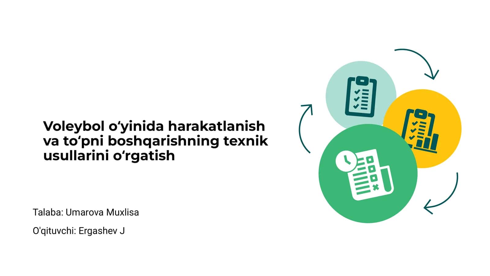 Voleybol oʻyinida harakatlanish va toʻpni boshqarishning texnik usullarini oʻrgatish