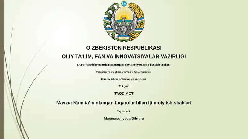 Kam ta'minlangan fuqarolar bilan ijtimoiy ish shakllari