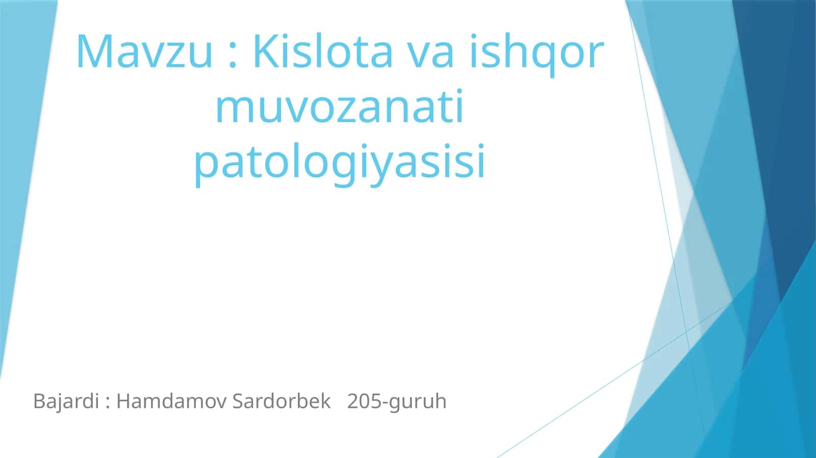 Kislota va Ishqor muvozanati patofiziologiyasi