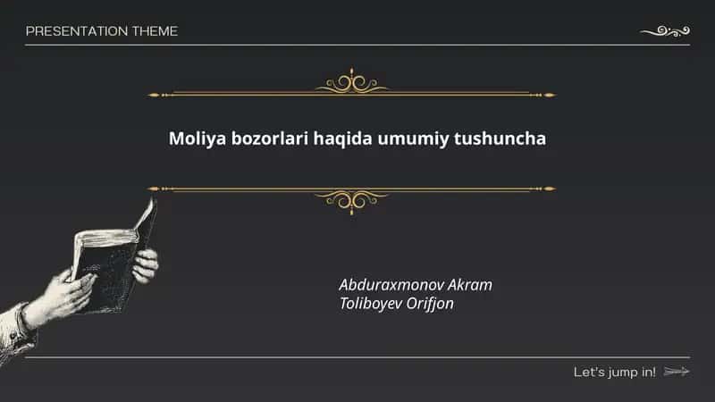 Moliya bozorlari haqida umumiy tushuncha