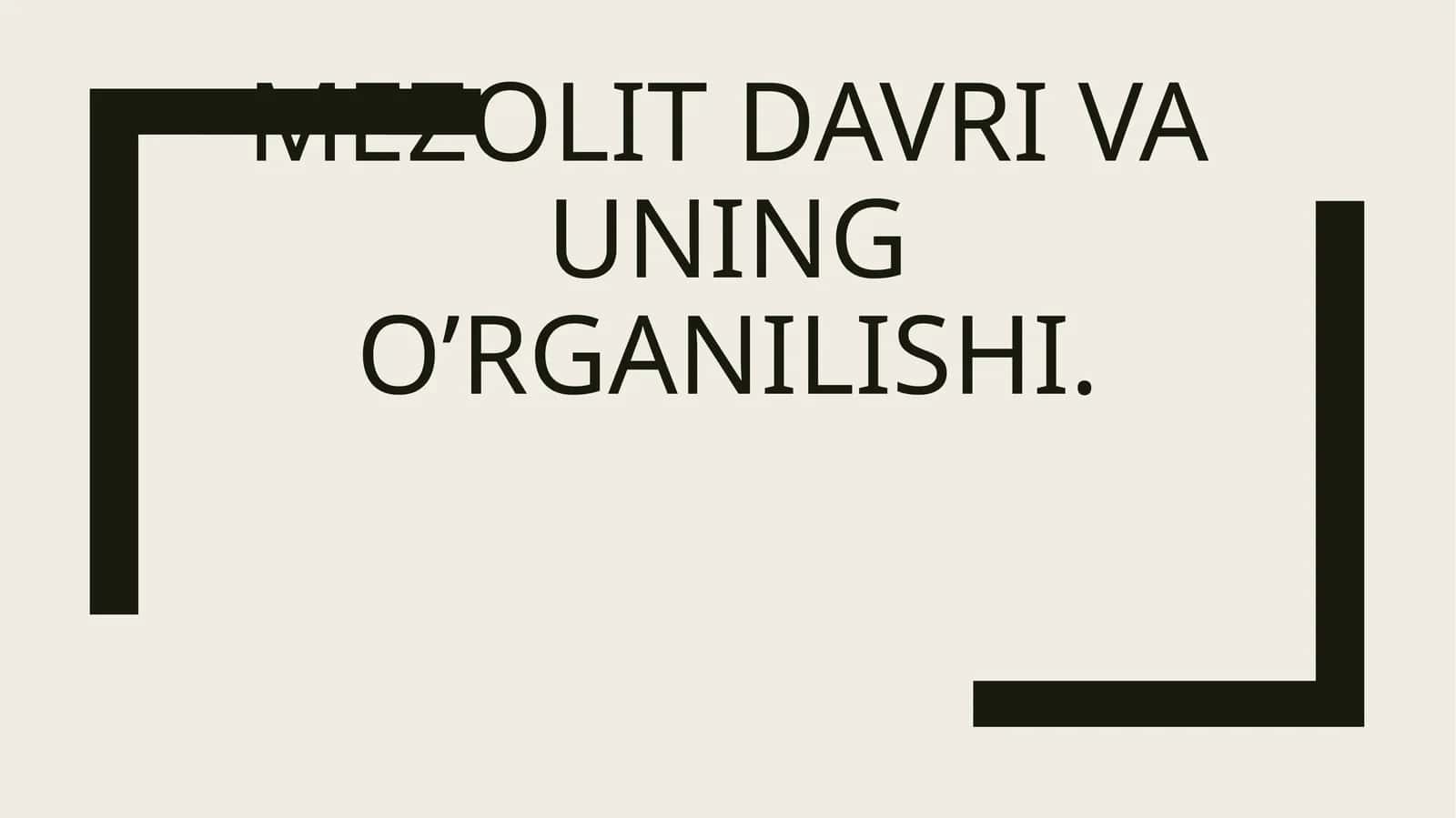 Mezolit davri va uning o'rganilishi