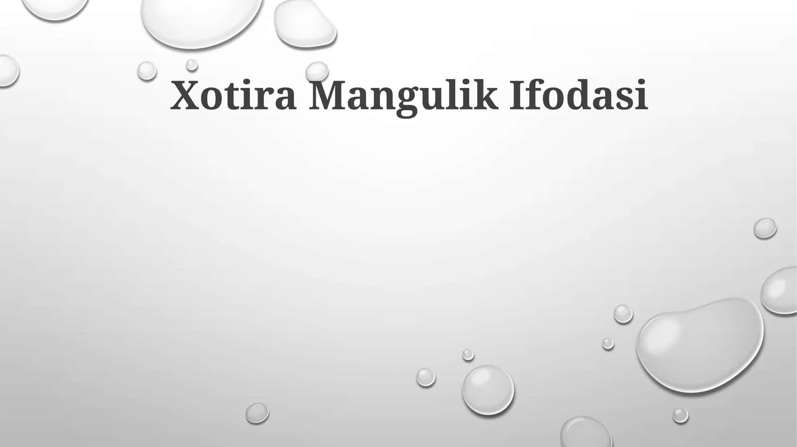 Xotira Mangulik Ifodasi