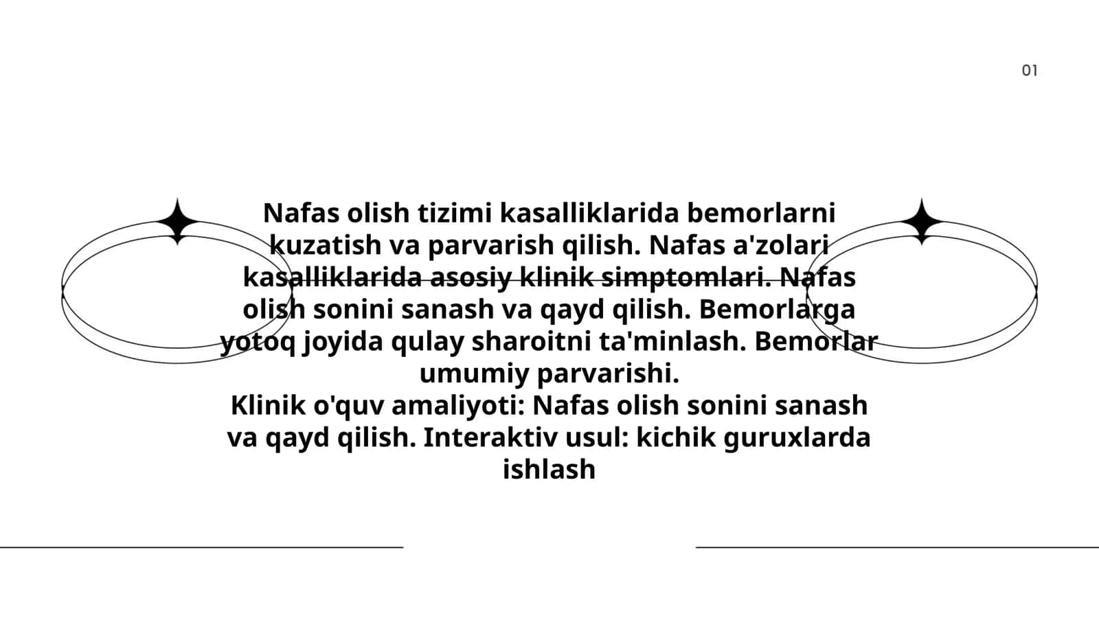 Nafas olish tizimi kasalliklarida bemorlarni kuzatish va parvarish qilish