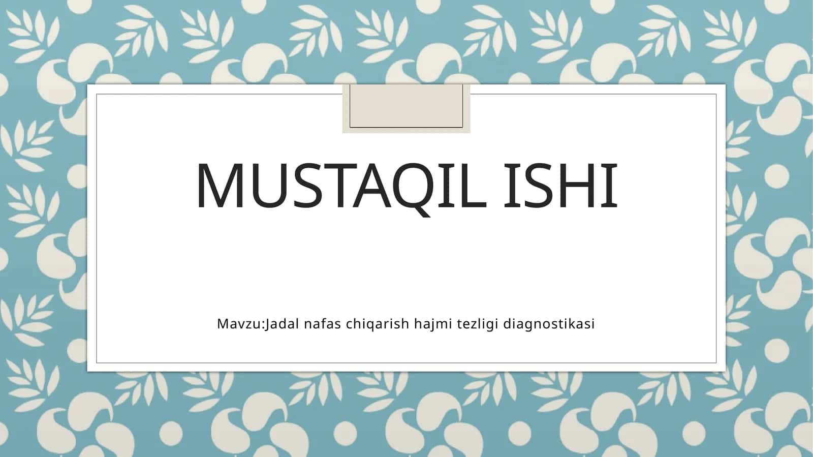 Jadal nafas chiqarish hajmi tezligi diagnostikasi