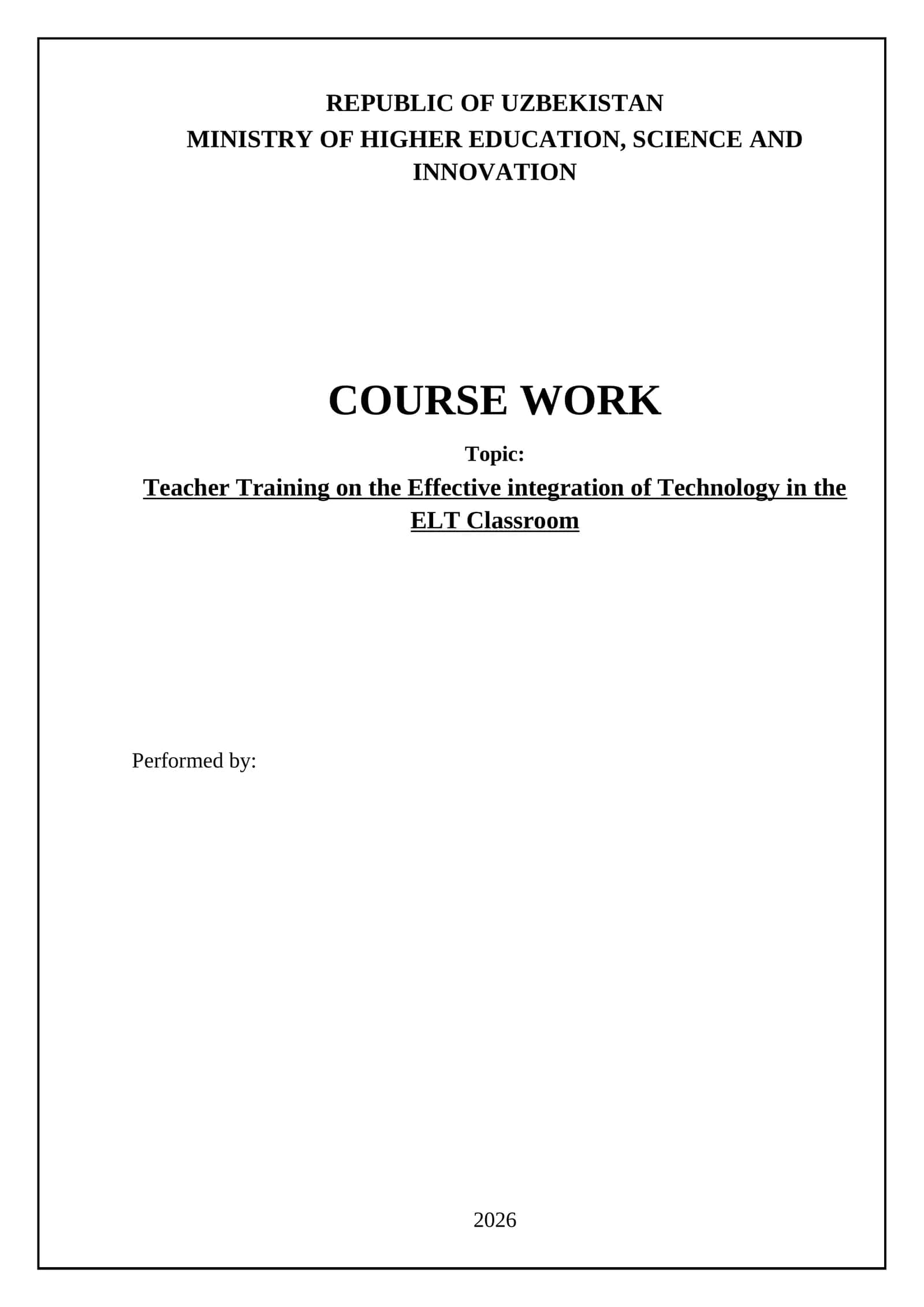 Teacher Training on the Effective Integration of Technology in the ELT Classroom