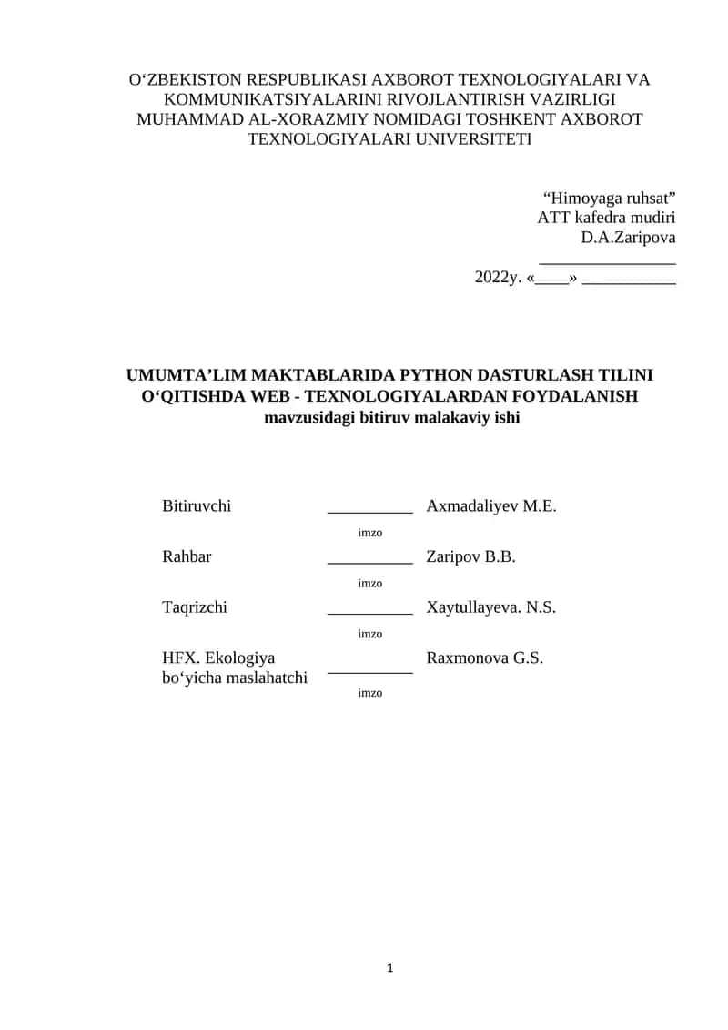 UMUMTA’LIM MAKTABLARIDA PYTHON DASTURLASH TILINI O‘QITISHDA WEB - TEXNOLOGIYALARDAN FOYDALANISH