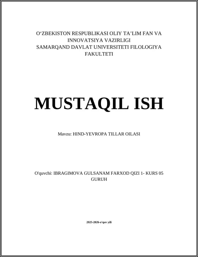 HIND-YEVROPA TILLAR OILASI