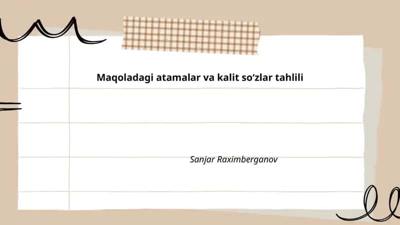 Maqoladagi atamalar va kalit soʻzlar tahlili