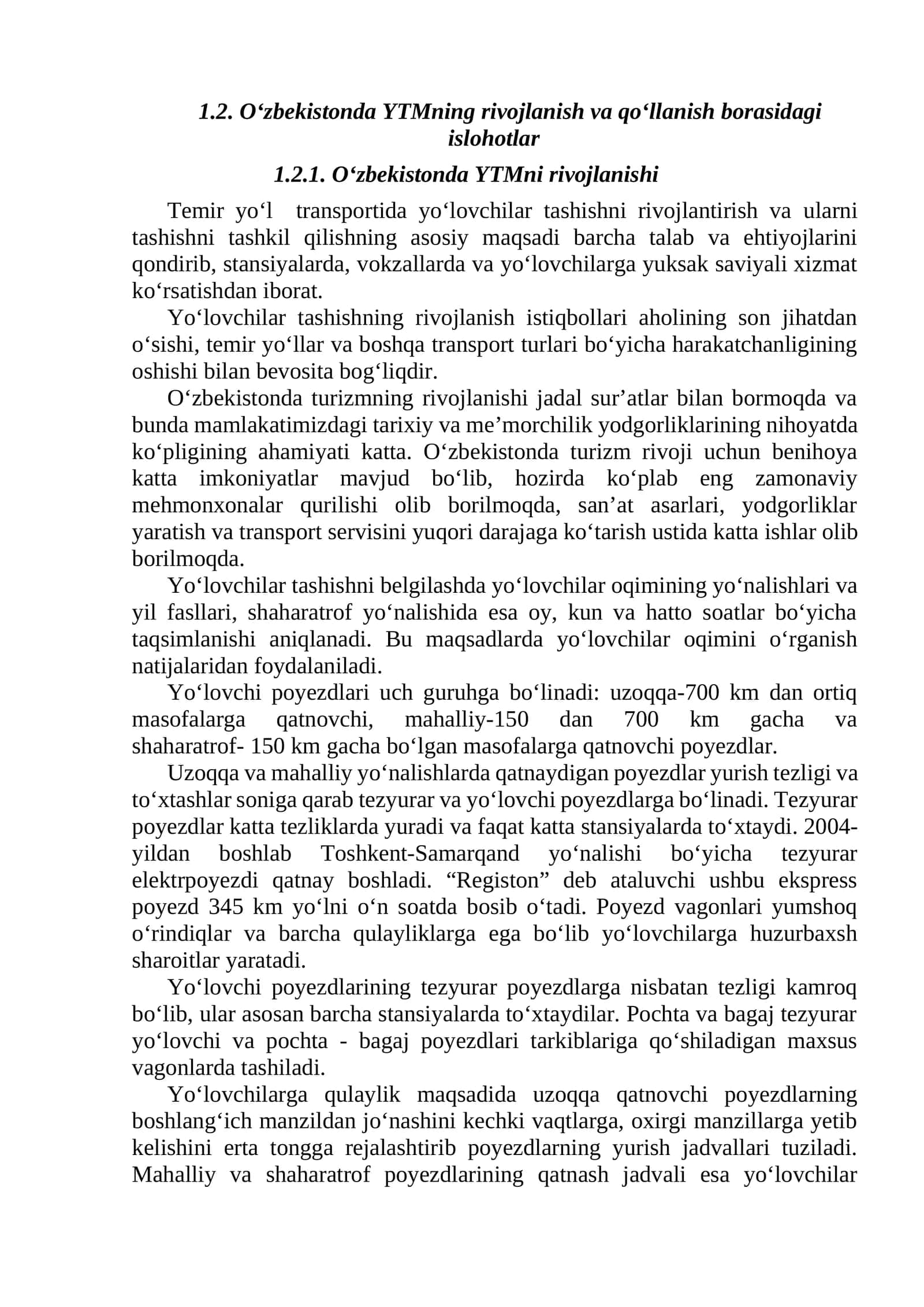 O‘zbekistondа YTMning rivojlаnish vа qo‘llаnish borаsidаgi islohotlаr