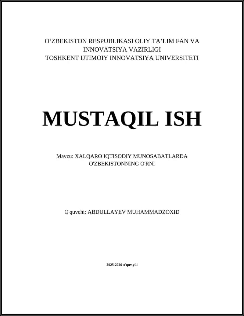 Xalqaro iqtisodiy munosabatlar