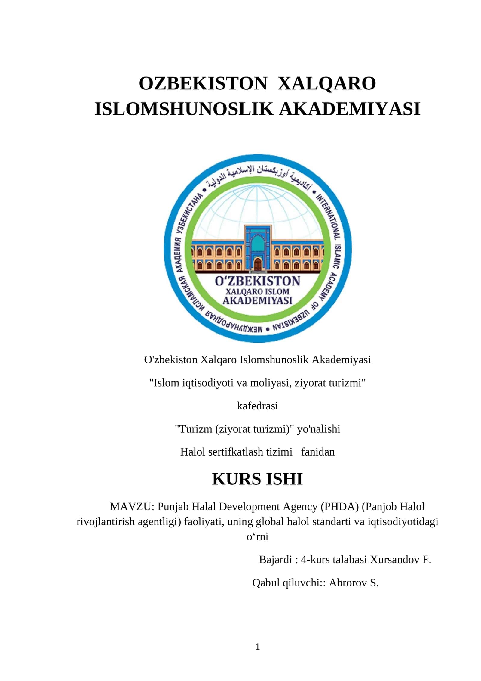 Punjab Halal Development Agency (PHDA) (Panjob Halol rivojlantirish agentligi) faoliyati, uning global halol standarti va iqtisodiyotidagi o‘rni