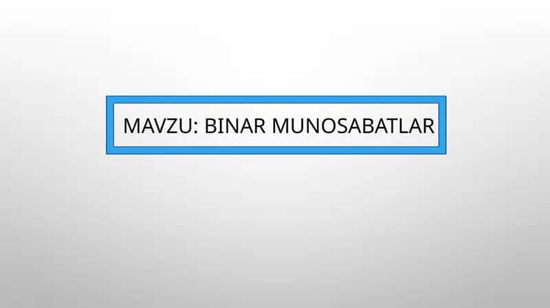 Binar munosabatlar