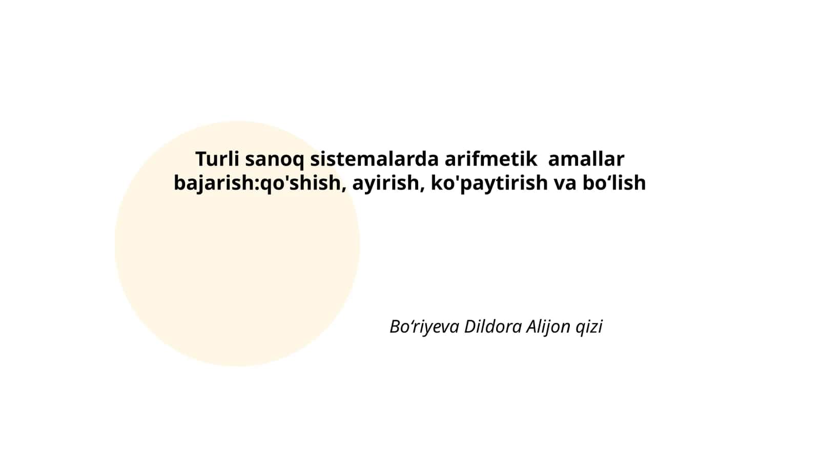Turli sanoq sistemalarda arifmetik amallar bajarish