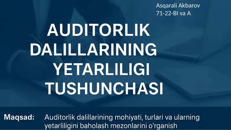 Auditorlik dalillarining yetarliligi tushunchasi