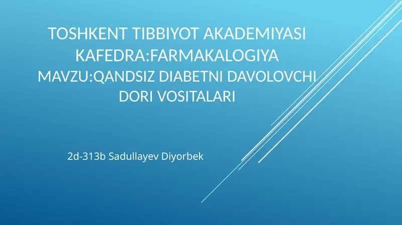 Qandsiz Diabet Davolovchi Dorivositalari