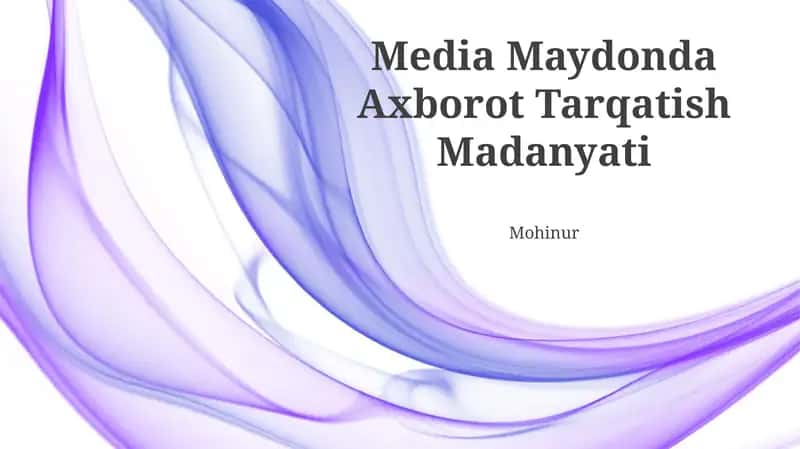 Media Maydonda Axborot Tarqatish Madanyati