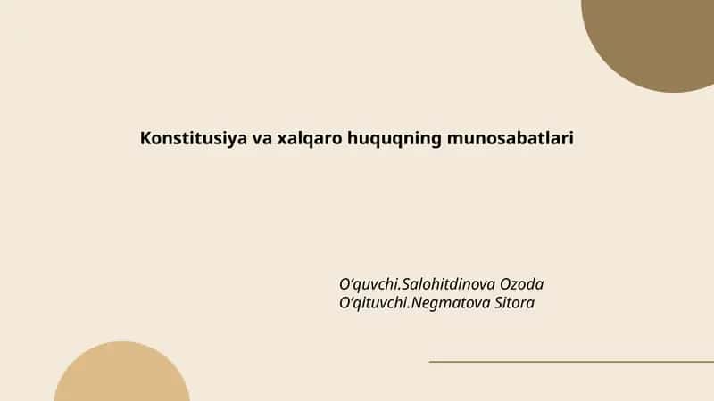 Konstitutsiya va xalqaro huquqning munosabatlari