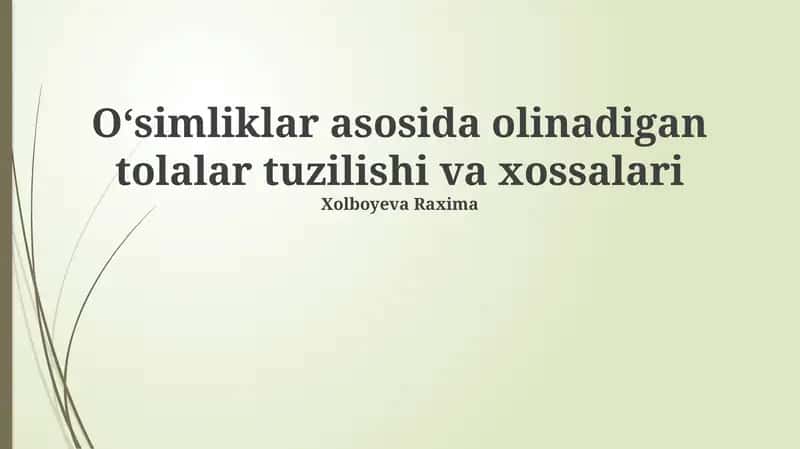 O'simlik Tolalari