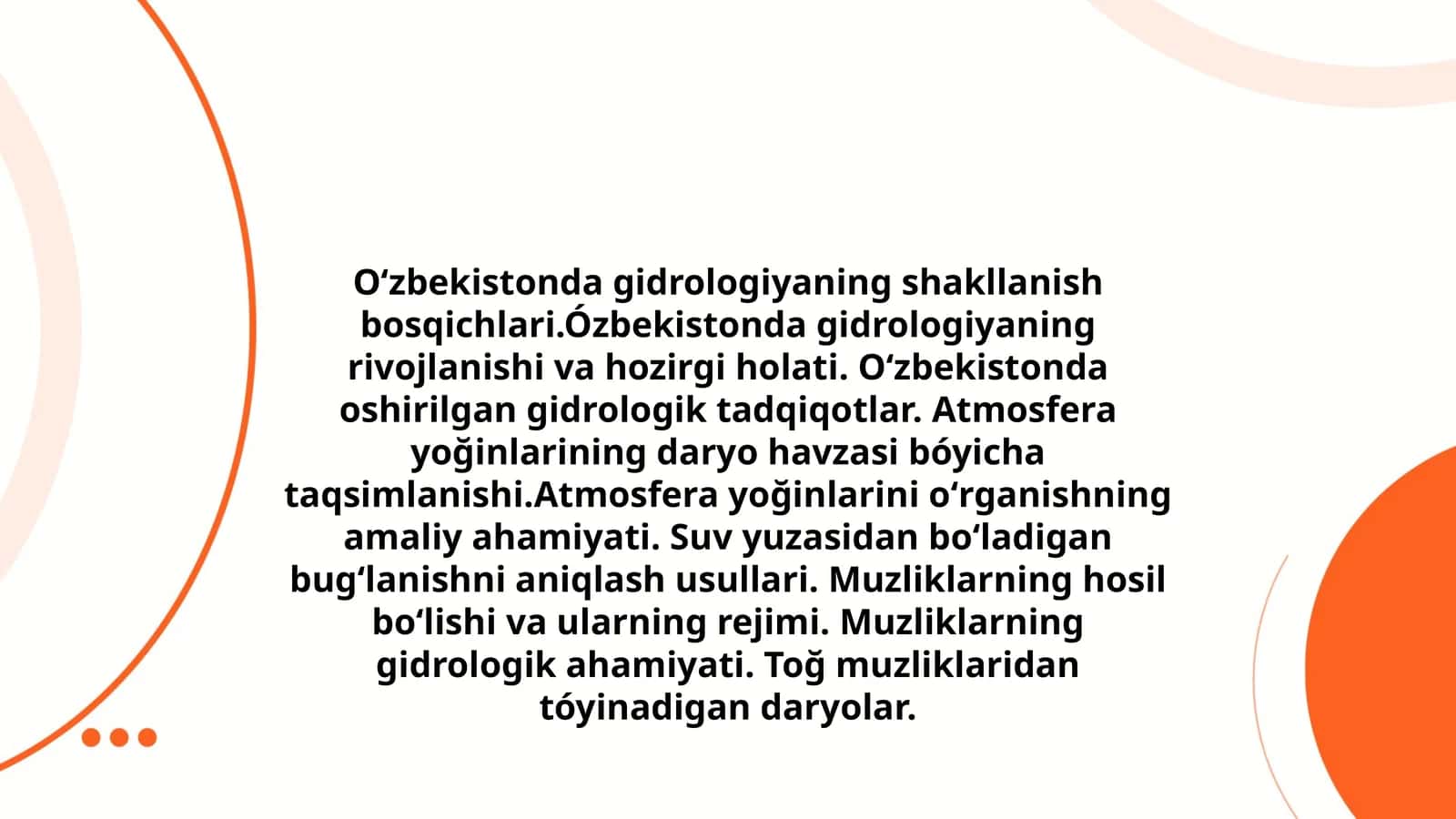 Oʻzbekistonda gidrologiyaning shakllanish bosqichlari