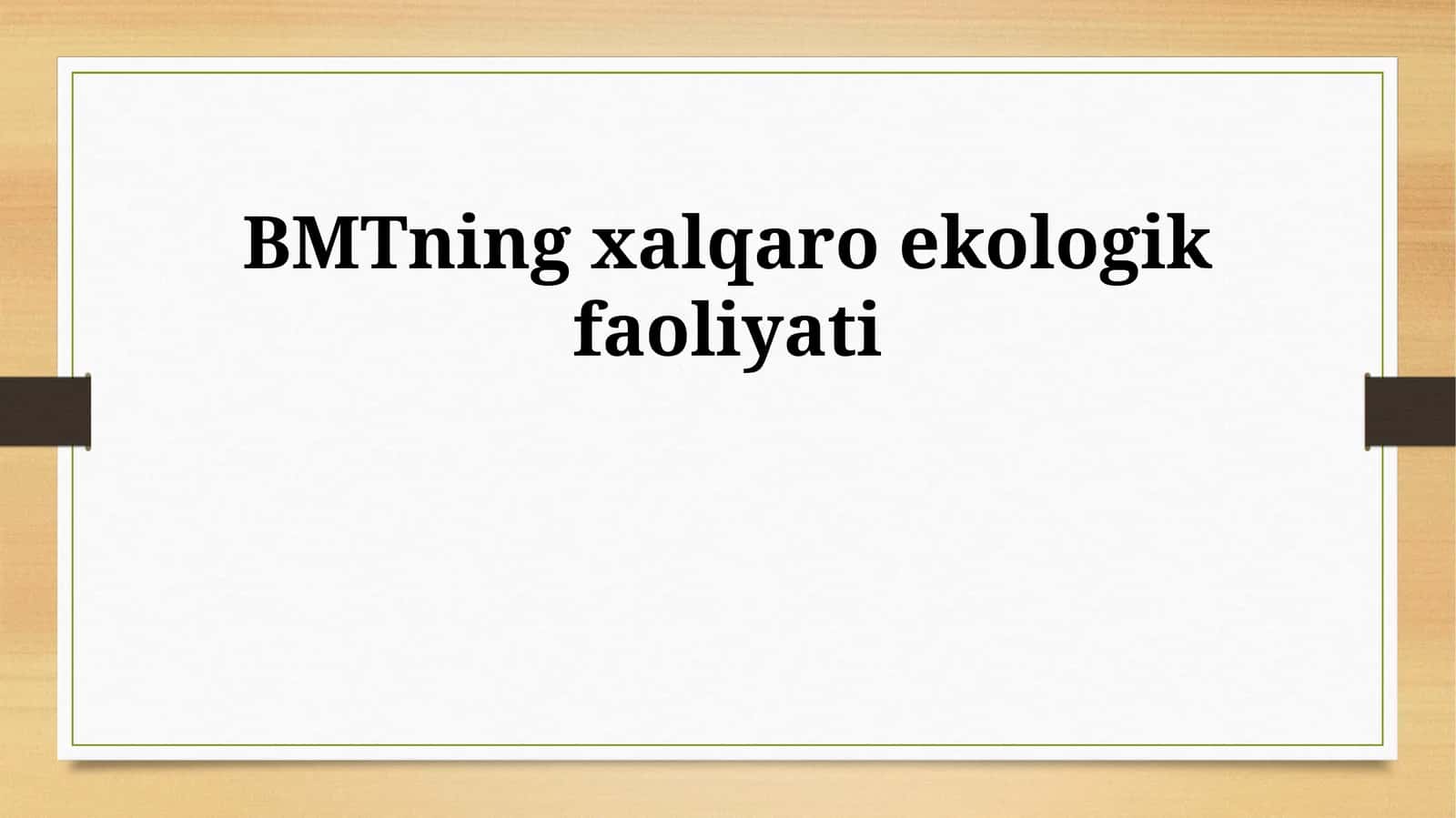 BMTning xalqaro ekologik faoliyati