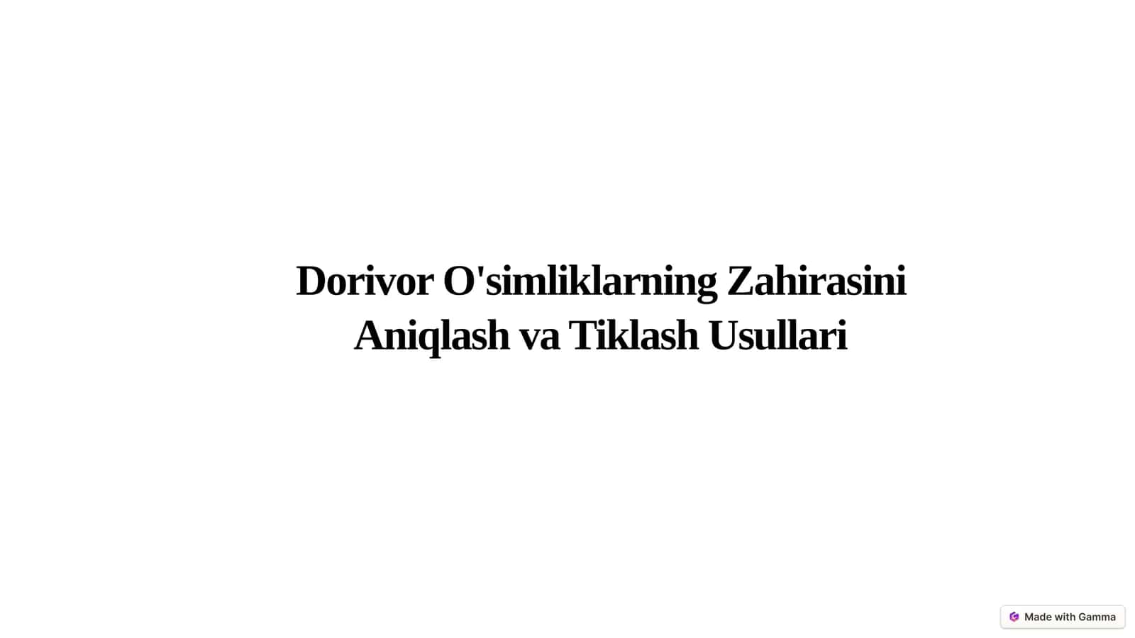 Dorivor O'simliklarning Zahirasini Aniqlash va Tiklash Usullari