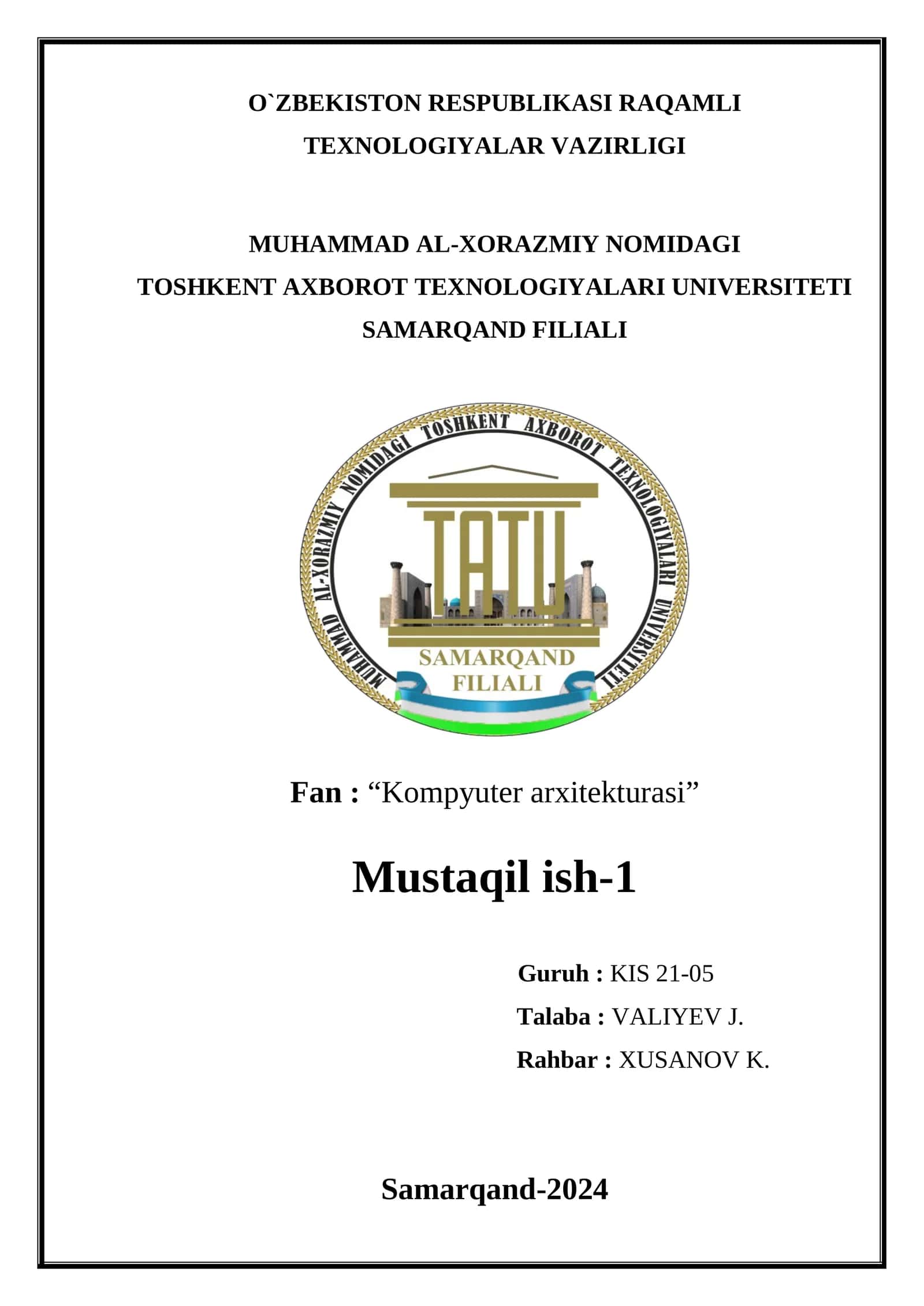 Kompyuter tizimlari asosiy tushunchalar