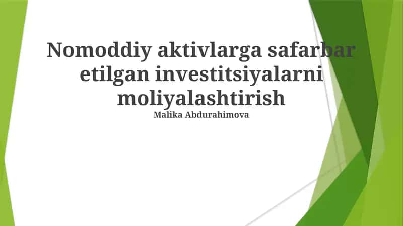 Moʻljalsiz aktivlar va ularni moliyalashtirish