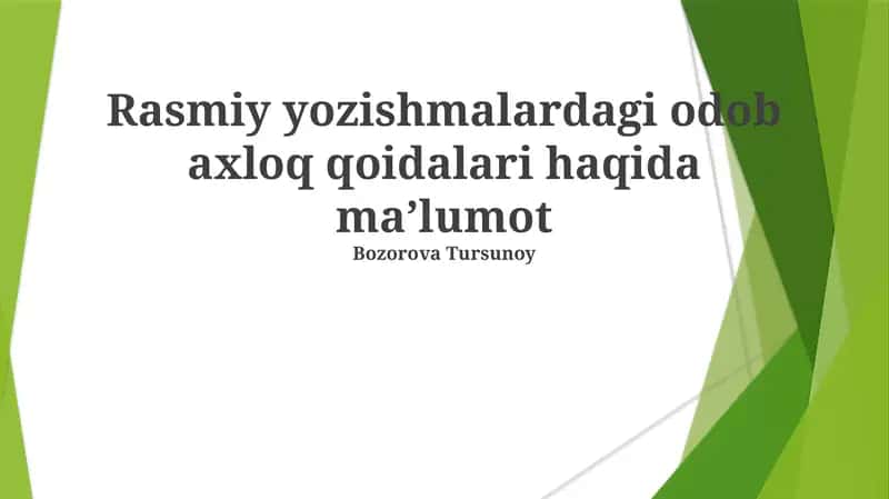 Rasmiy Xat Yozuv Madaniyati