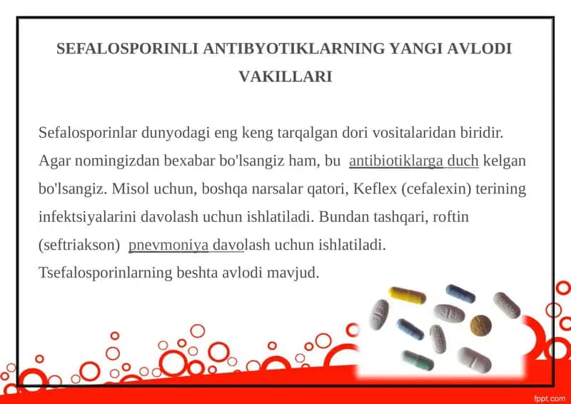 Sefalosporinli Antibiotiklarning Yangi Avlodi Va Killari