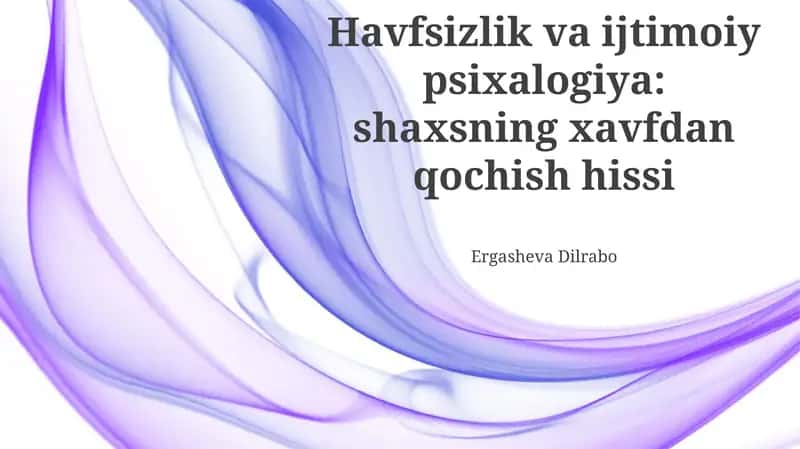 Xavfsizlik va Ijtimoiy Psixologiya