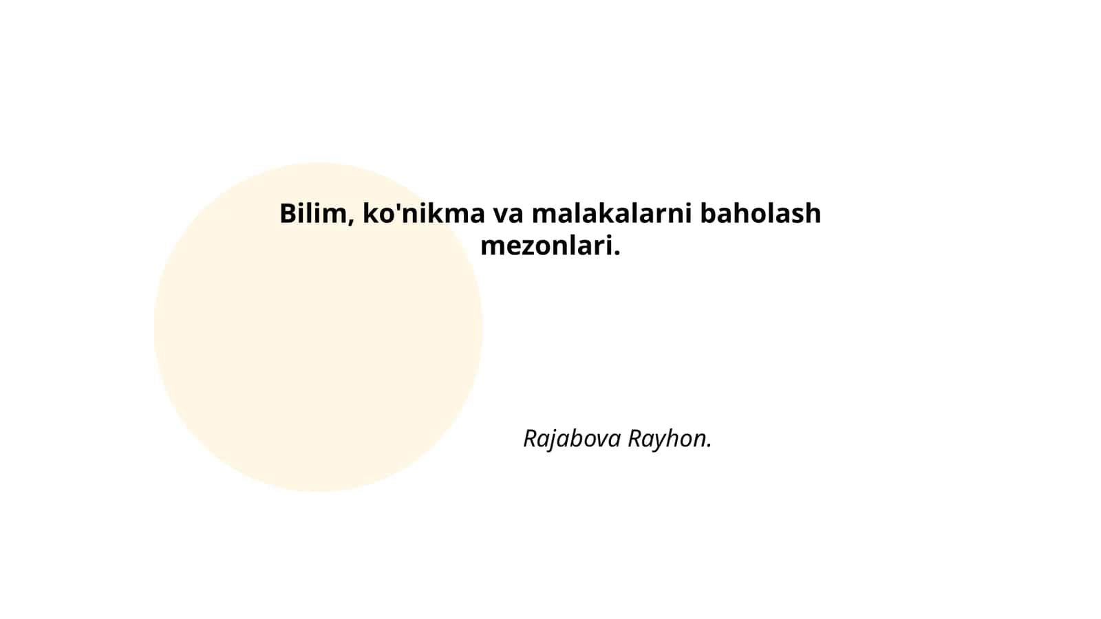 Bilim, ko'nikma va malakalarni baholash mezonlari