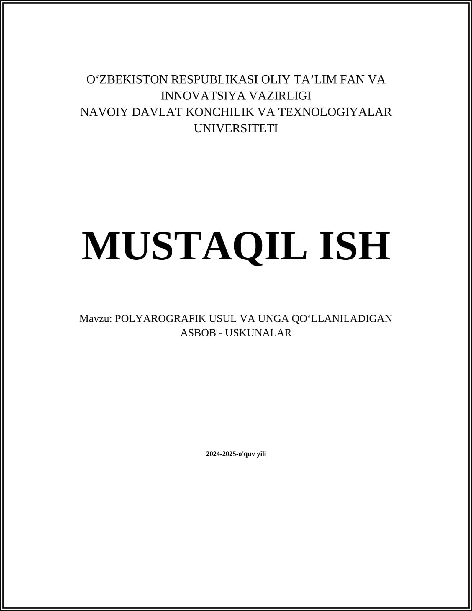 POLYAROGRAFIK USUL VA UNGA QOʻLLANILADIGAN ASBOB - USKUNALAR