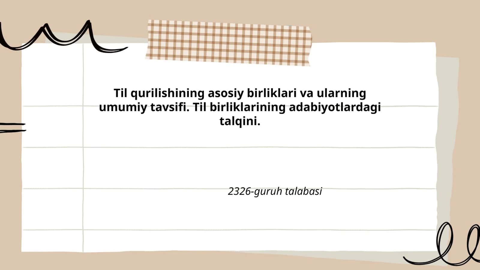 Til qurilishining asosiy birliklari va ularning umumiy tavsifi