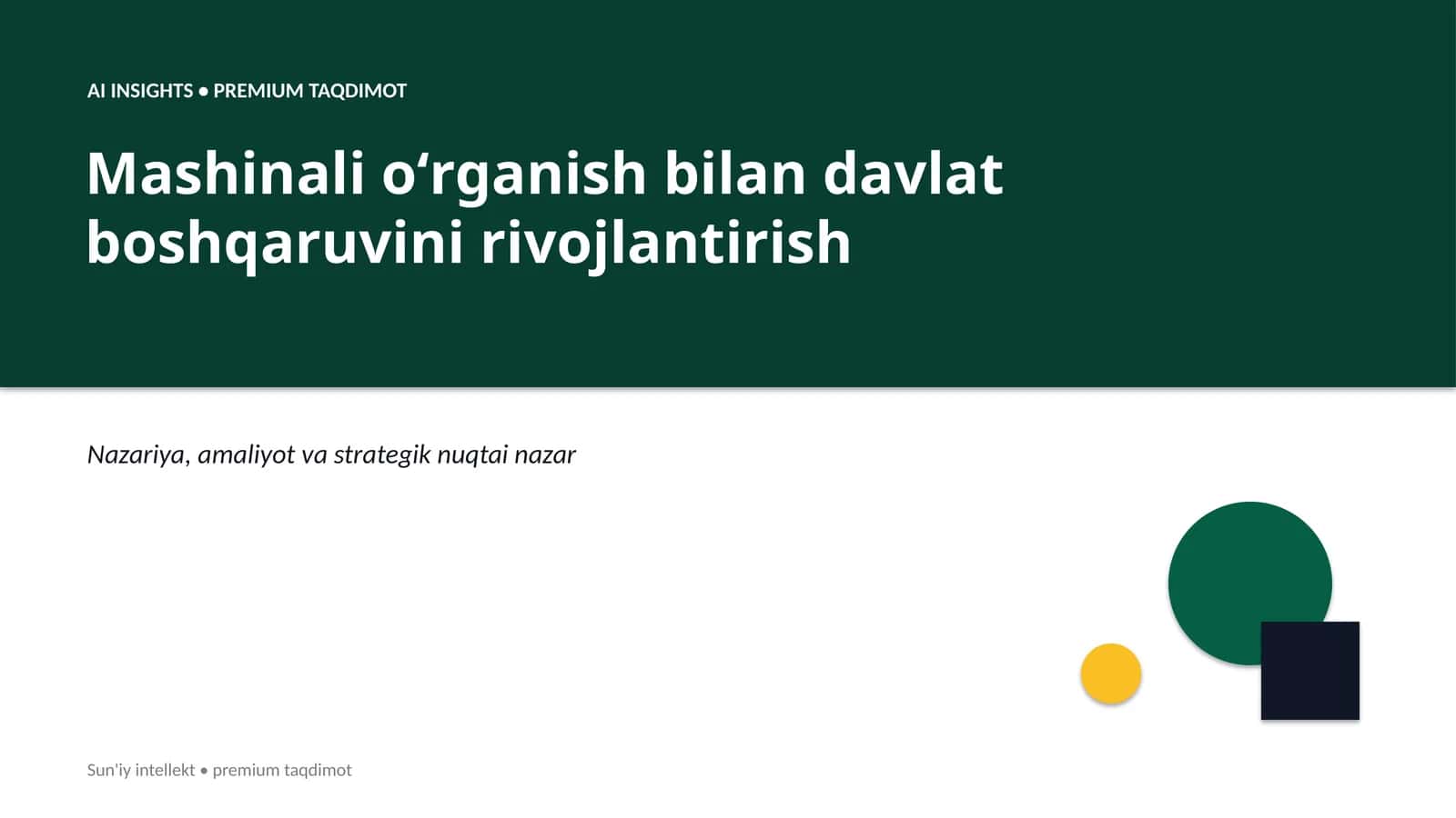 Mashinali oʻrganish bilan davlat boshqaruvini rivojlantirish