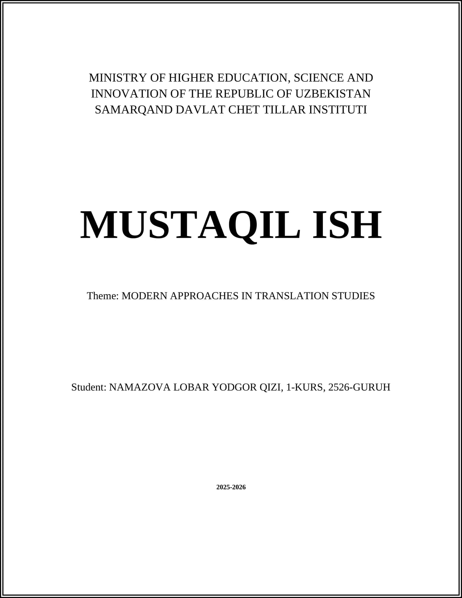 MODERN APPROACHES IN TRANSLATION STUDIES