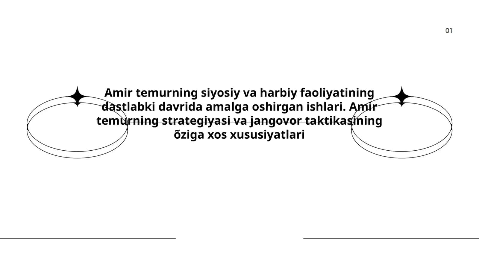 Amir temurning siyosiy va harbiy faoliyatining dastlabki davrida amalga oshirgan ishlari. Amir temurning strategiyasi va jangovor taktikasining õziga xos xususiyatlari