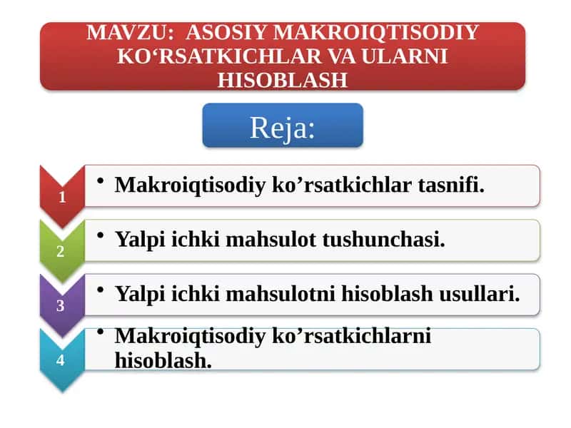 Mamlakatiqtisodiyotiniifodalovchi iqtisodiy ko‘rsatkichlar
