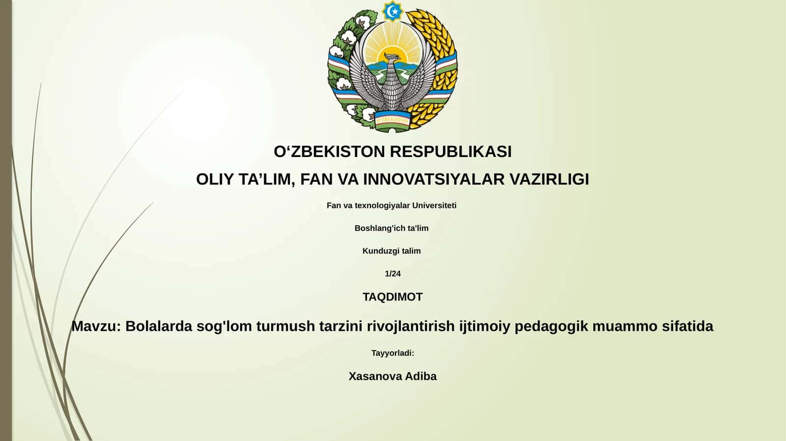 Bolalarda sog'lom turmush tarzini rivojlantirish ijtimoiy pedagogik muammo sifatida