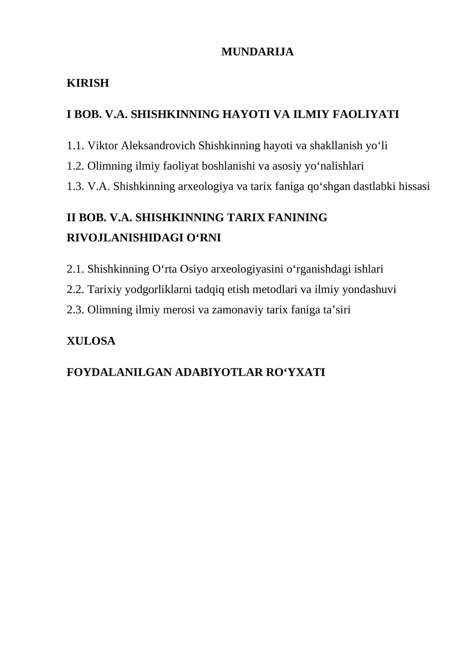 V.A. SHISHKINNING HAYOTI VA ILMIY FAOLIYATI