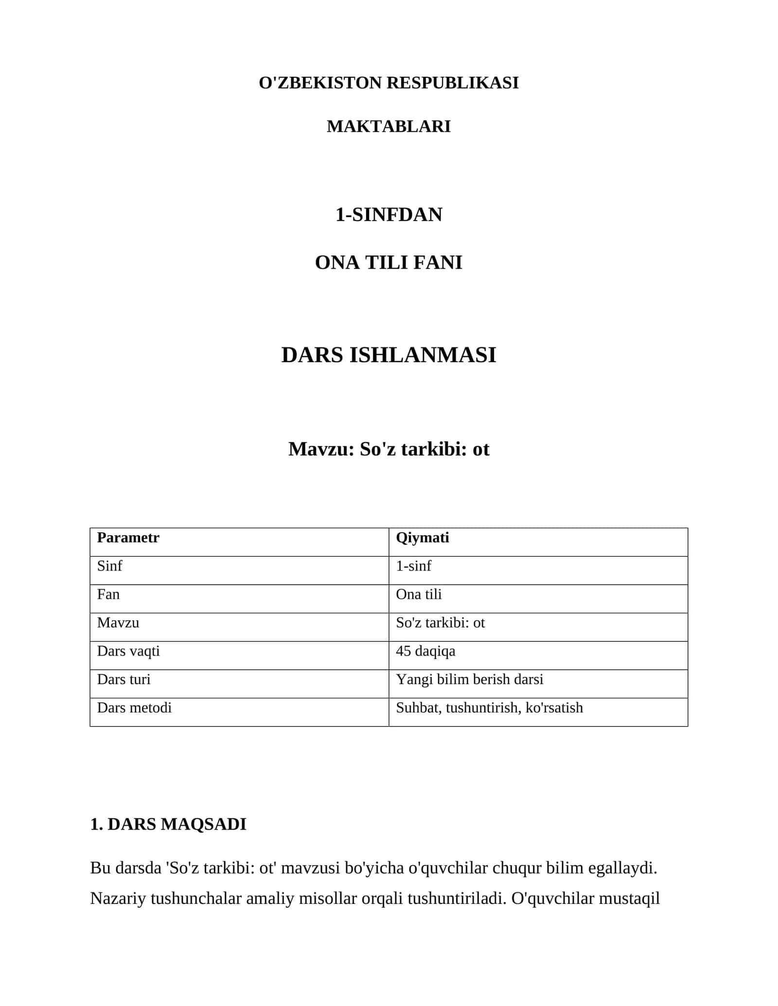 So'z tarkibi: ot