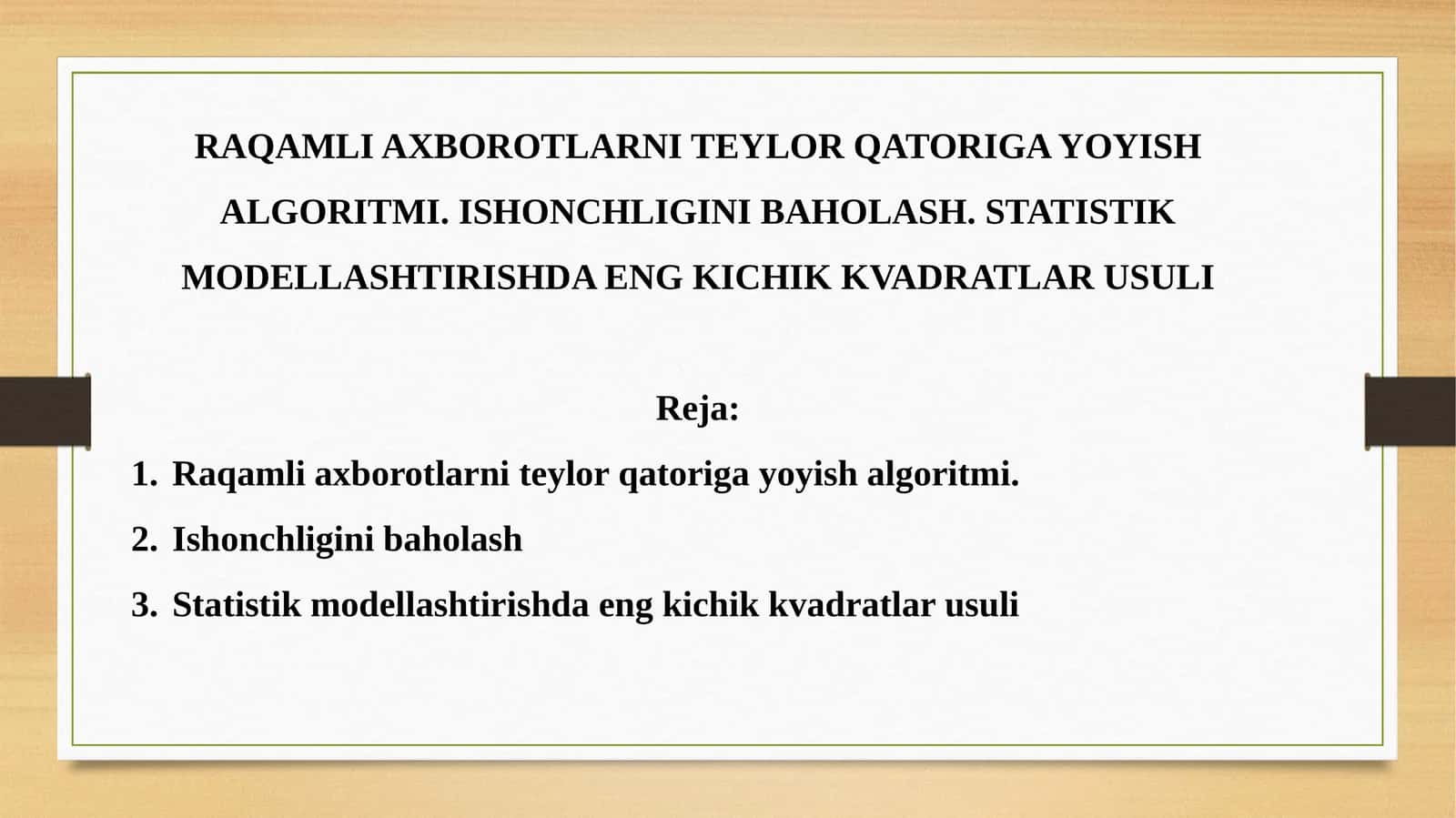 Raqamli axborotlarni teylor qatoriga yoyish algoritmi