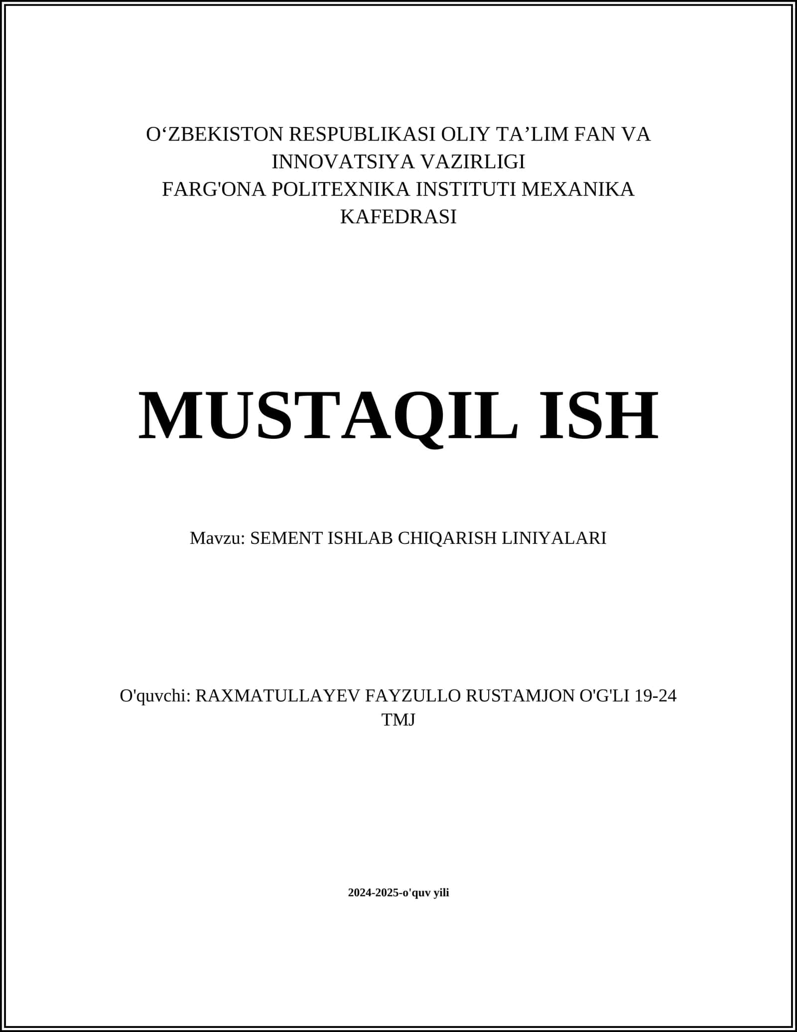 SEMENT ISHLAB CHIQARISH LINIYALARI