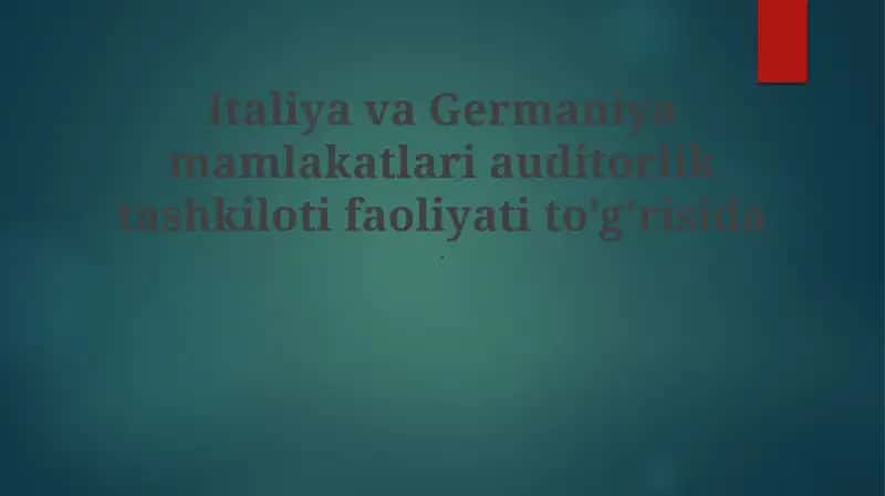 Nemis auditining so'nggi yangiliklari