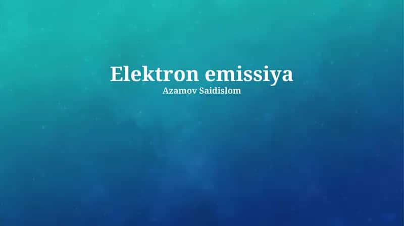 Elektron emissiya